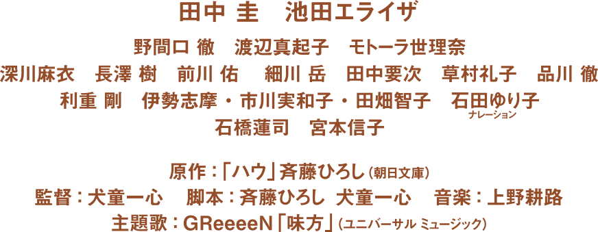 田中 圭 池田エライザ 監督：犬童一心 脚本：斉藤ひろし